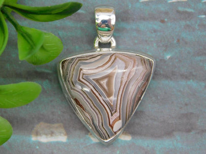 STERLING SILVER LAGUNA LACE PENDANT ROCK STONE LAPIDARY SPECIMEN