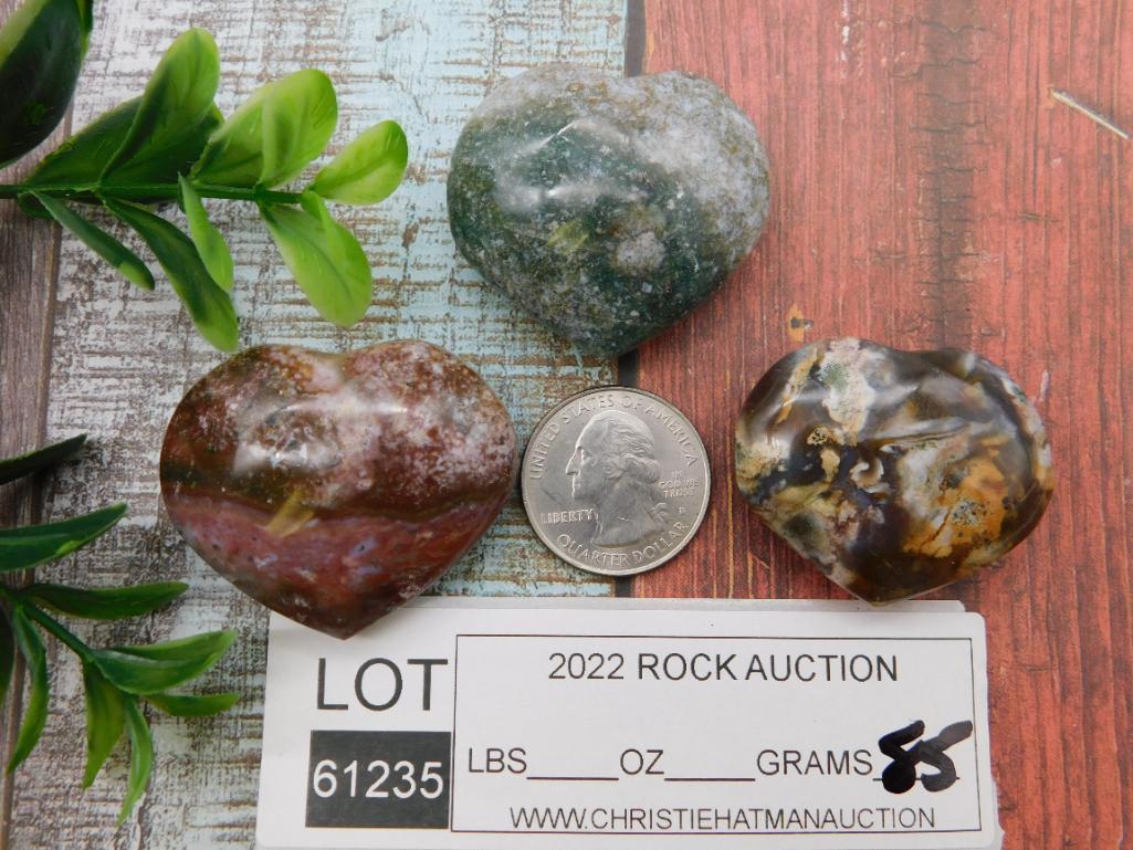 MIXED STONE HEART LOT ROCK STONE LAPIDARY SPECIMEN