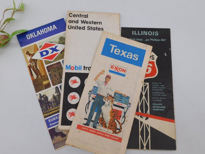 Lot of 4 Vintage Gas Station Road Maps