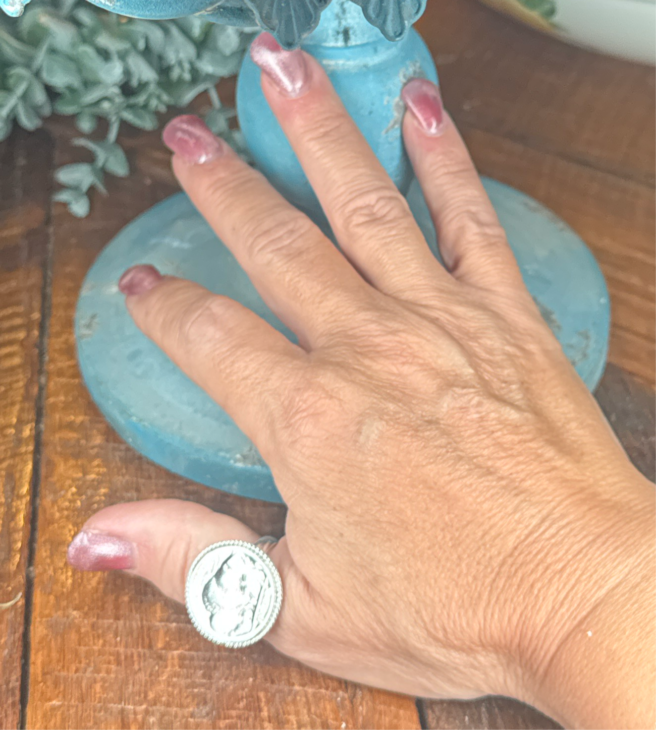 Buffalo nickel ring, sterling silver