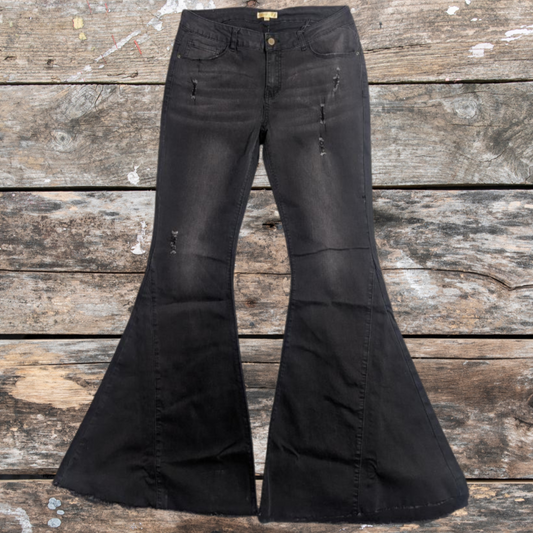 BLACK DENIM FLARE BELLBOTTOMS